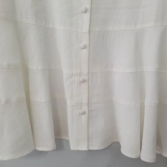 Pomander Place Ashlen Blouse White Size L Flowy Button-Down Top Closet Staple - Picture 9 of 13